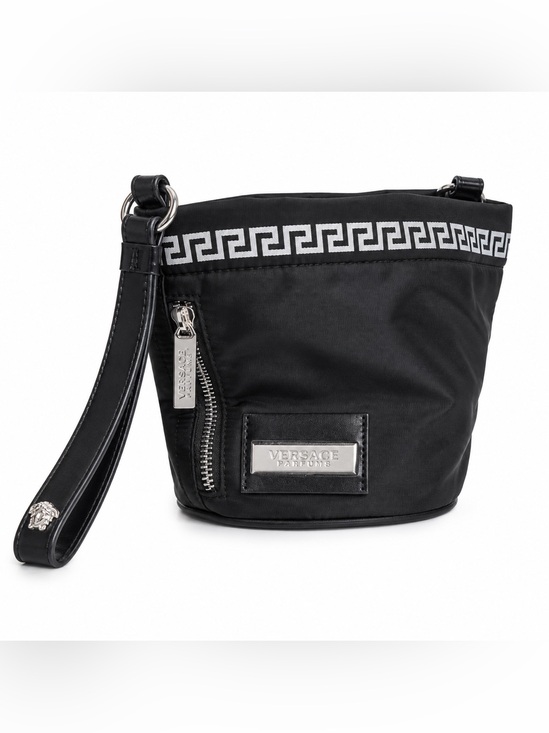 Versace Handbags - Versace Black Nylon Cosmetic Pouch with Greca Trim